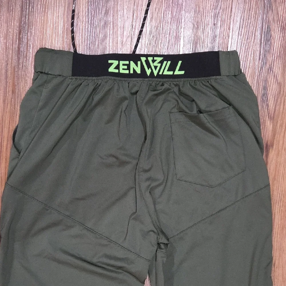 Zen Will Men's Dark Green Jogger Pants with Black Accents - Picture 8 of 8